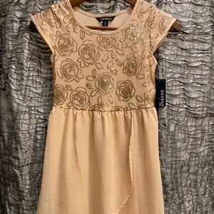 George Champagne peach Floral Embellished Dress NWT size 7/8